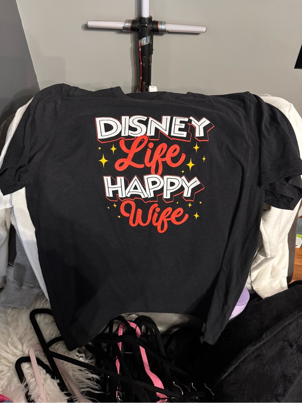 Disney Black Short Sleeve Tee with Red & White Graphic
